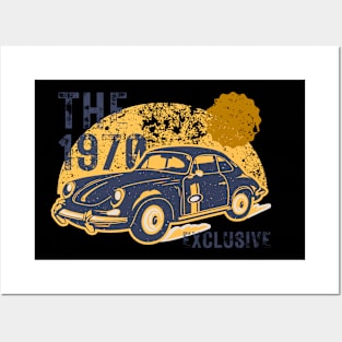 White Yellow Vintage Automotive Posters and Art